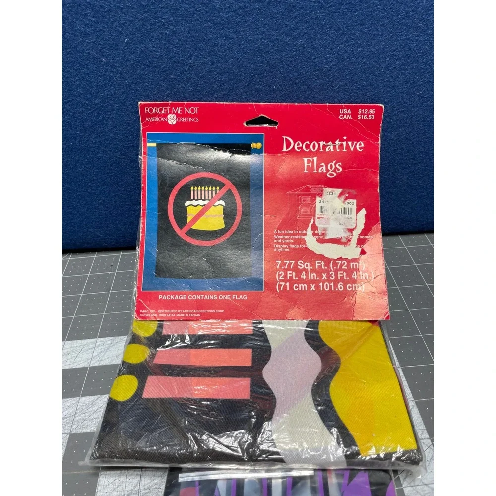 American Greetings Birthday Flag and Over the Hill Treat Bags Black Multi Vintag